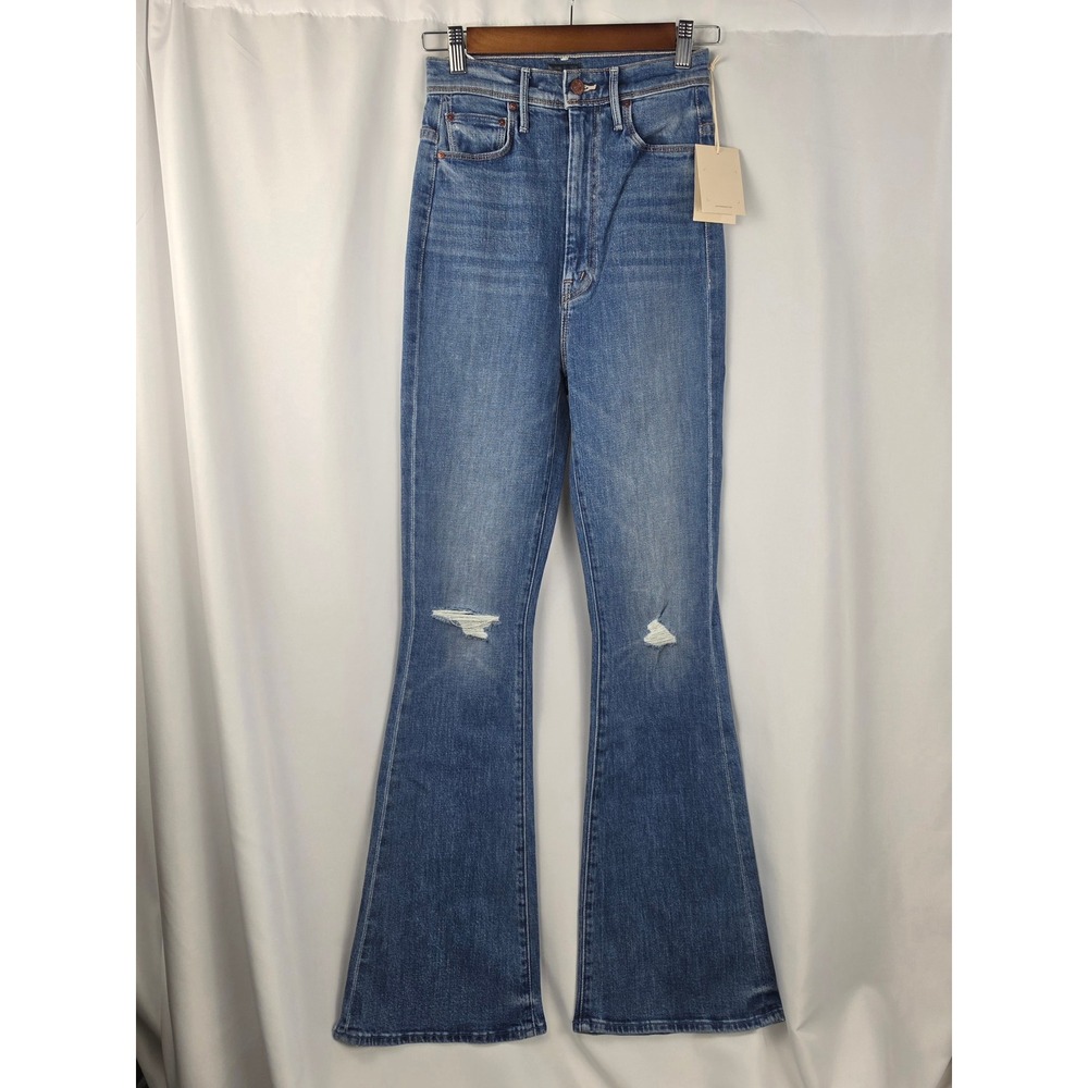 NWT MOTHER Tippy Top Cruiser Sneak Jeans 25 High Rise Flare Distressed